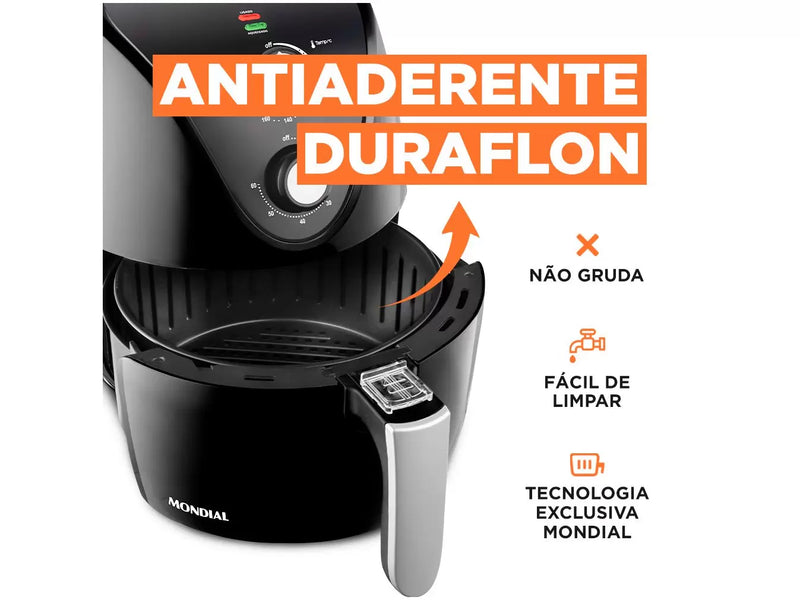 Air Fryer Mondial - Preta 3,5L com Timer